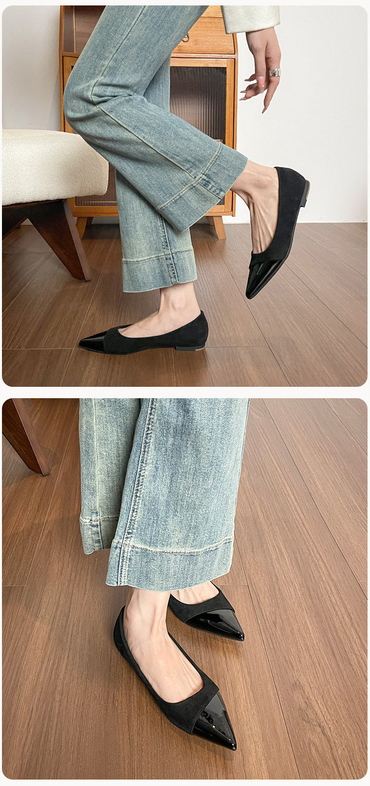 Weiwei Girl 201-1 French Flat Pointed Toe Single for Women Summer Fairy Style Matching Dress Patchwork Commuting Women's Shoes