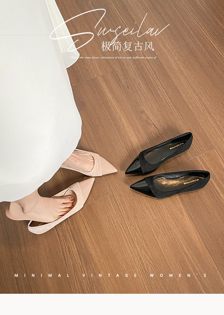 Weiwei Girl 201-1 French Flat Pointed Toe Single for Women Summer Fairy Style Matching Dress Patchwork Commuting Women's Shoes