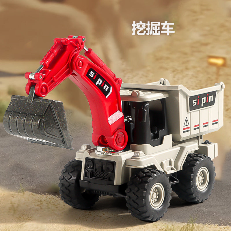 Children's Toy Alloy Excavator Dump Crane Car Model Bulldozer Boys' Truck Engineering Vehicle