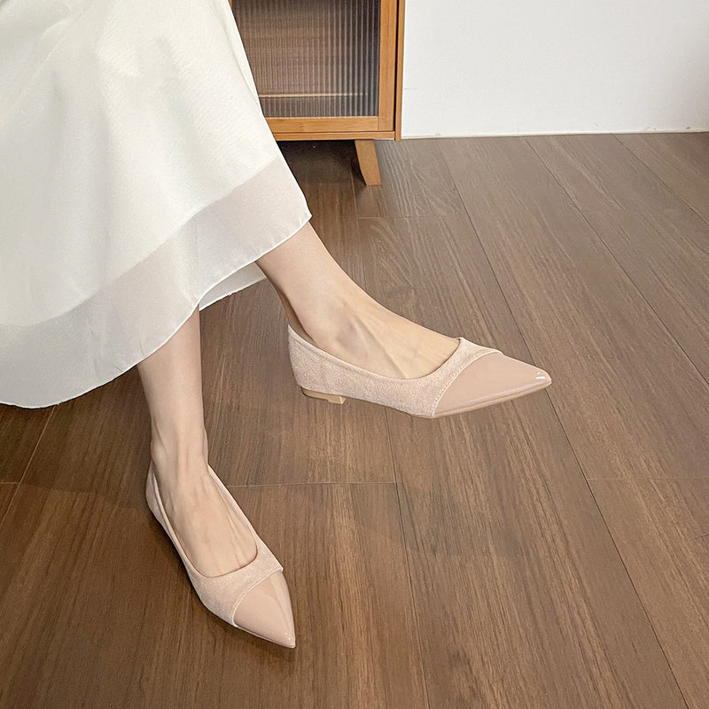 Weiwei Girl 201-1 French Flat Pointed Toe Single for Women Summer Fairy Style Matching Dress Patchwork Commuting Women's Shoes