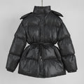 Cross-Border Drawstring Slim European and American 2025 Winter New Hooded Zipper Comfortable Warm Cotton Jacket Coat