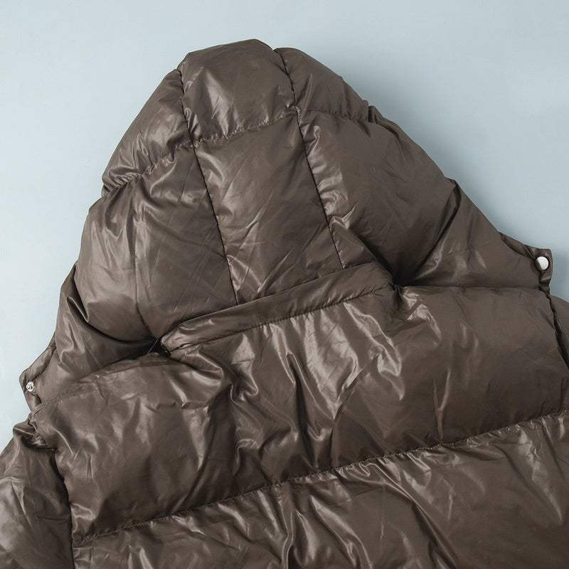 Cross-Border Drawstring Slim European and American 2025 Winter New Hooded Zipper Comfortable Warm Cotton Jacket Coat