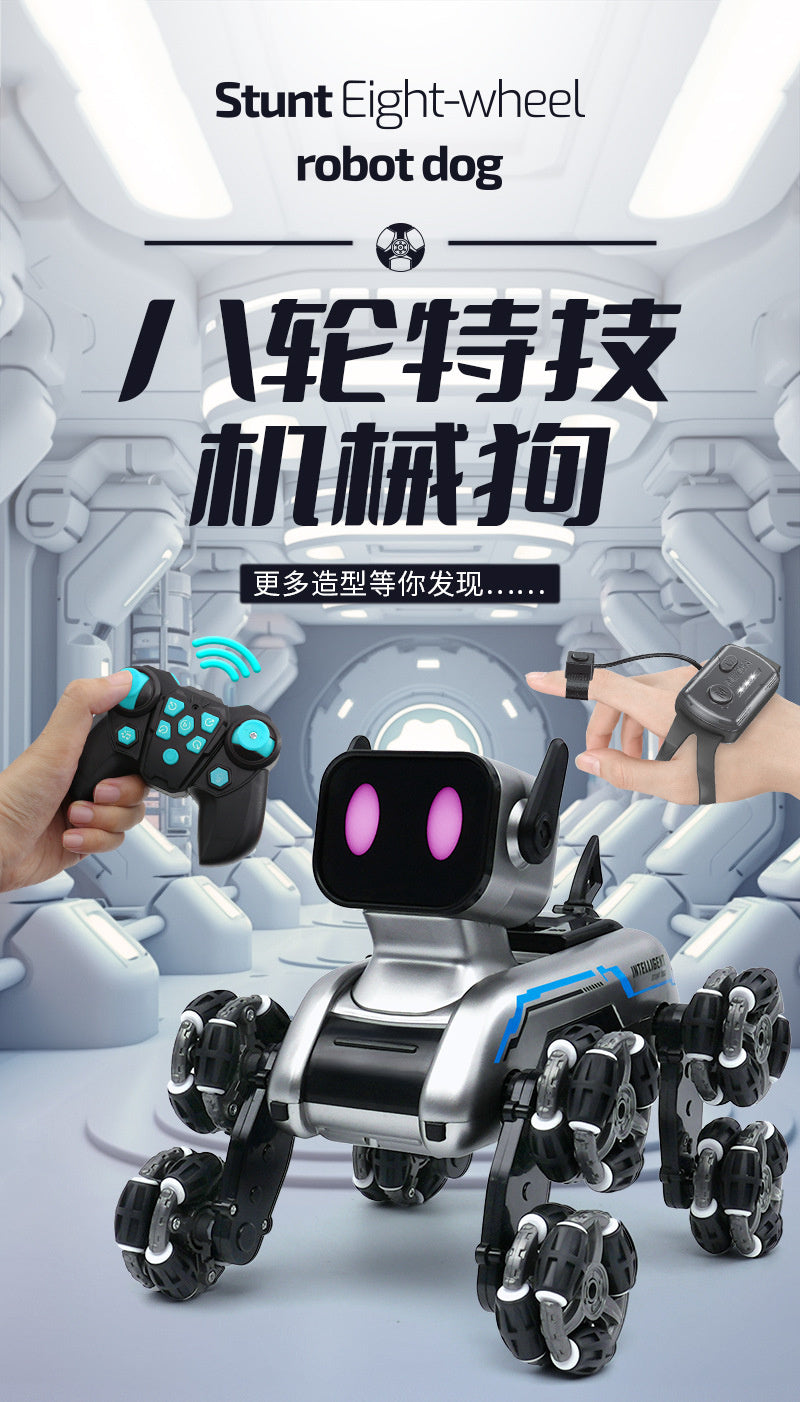 Children's Remote Control Car Intelligent Robot Gesture Sensing Transforming Eight-Wheel Stunt Electric Mechanical Dog Toy Wholesale
