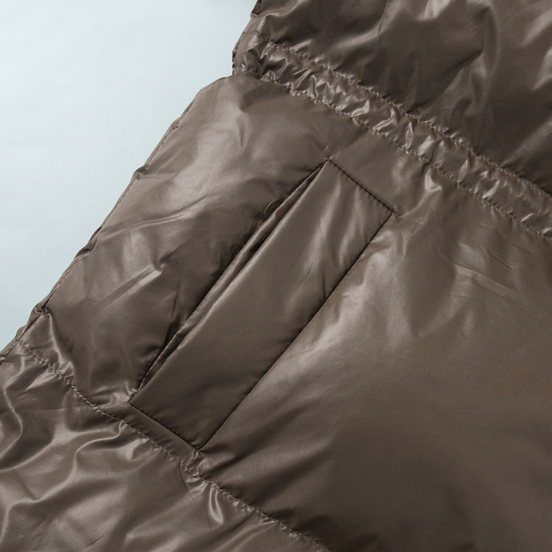 Cross-Border Drawstring Slim European and American 2025 Winter New Hooded Zipper Comfortable Warm Cotton Jacket Coat
