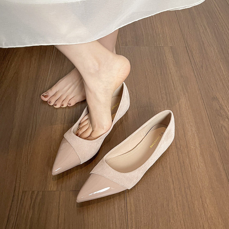Weiwei Girl 201-1 French Flat Pointed Toe Single for Women Summer Fairy Style Matching Dress Patchwork Commuting Women's Shoes
