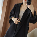 Women's double-faced wool coat, long, knee-length, loose fit, plus size, autumn winter, elegant, casual, and high-end