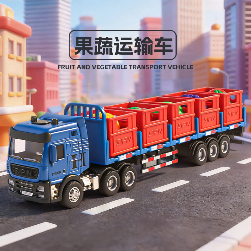 Children's Toy Alloy Excavator Dump Crane Car Model Bulldozer Boys' Truck Engineering Vehicle