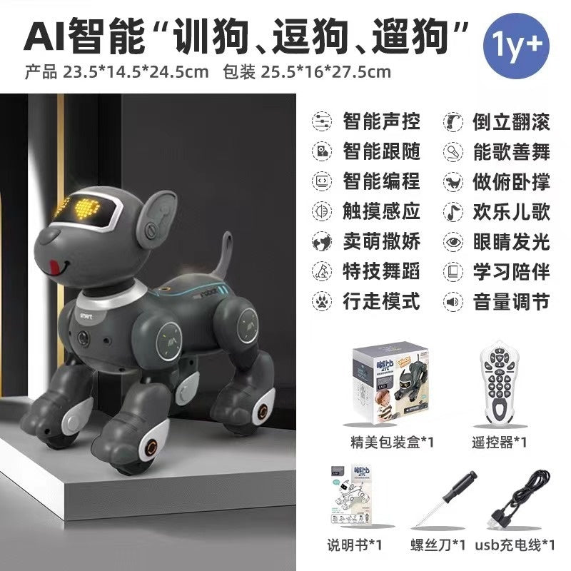 Cross-border Intelligent Voice-Activated Talking Robot Dog with Touch Sensing, Song and Dance Programming, Remote Control, Educational Toy