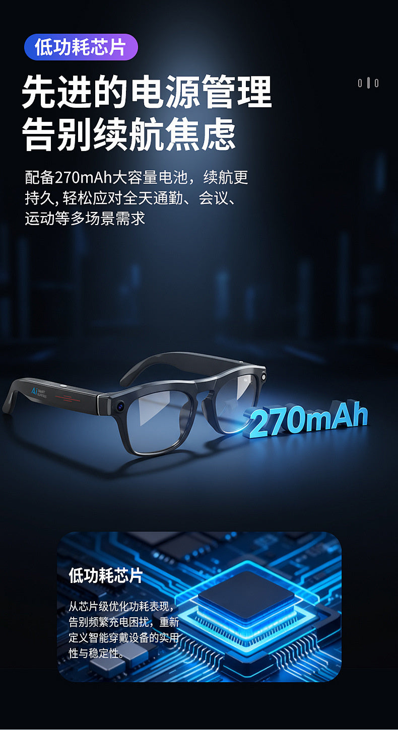 GV3 Black Technology 800w HD Camera, Image Recognition, AI Translation, Bluetooth Audio, Smart Shooting Glasses