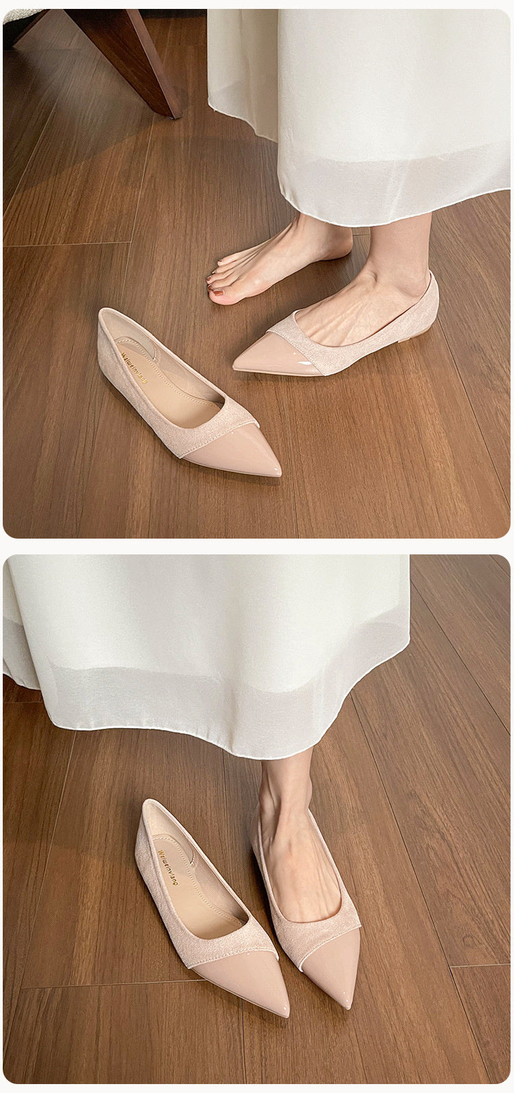 Weiwei Girl 201-1 French Flat Pointed Toe Single for Women Summer Fairy Style Matching Dress Patchwork Commuting Women's Shoes