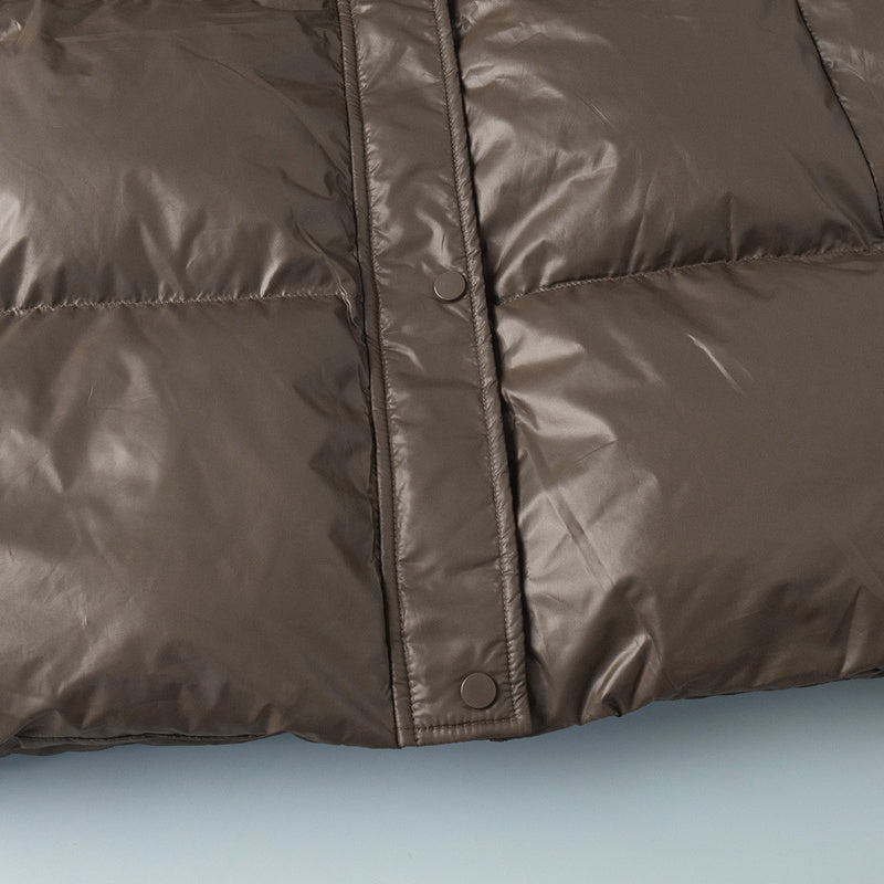 Cross-Border Drawstring Slim European and American 2025 Winter New Hooded Zipper Comfortable Warm Cotton Jacket Coat