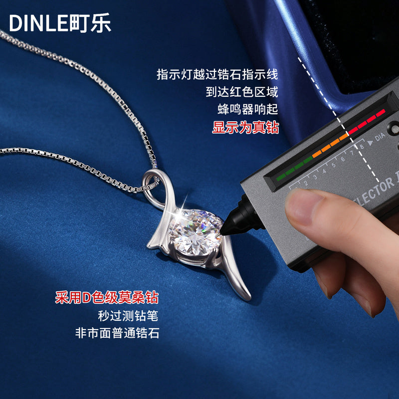 S925 sterling silver, moissanite, Cupid's Arrow necklace, niche design, clavicle chain, high-end, lightweight luxury jewelry for women