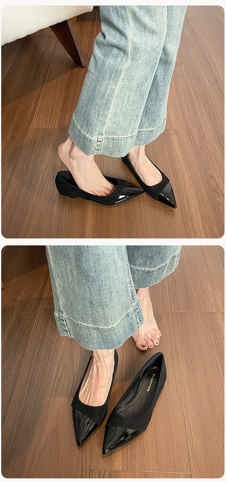 Weiwei Girl 201-1 French Flat Pointed Toe Single for Women Summer Fairy Style Matching Dress Patchwork Commuting Women's Shoes