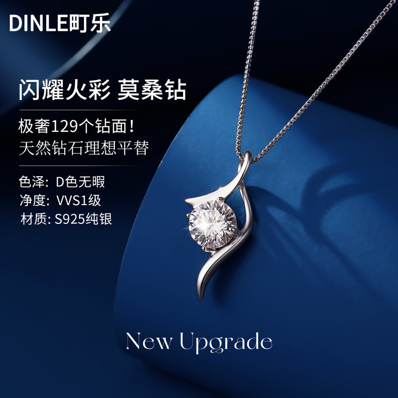 S925 sterling silver, moissanite, Cupid's Arrow necklace, niche design, clavicle chain, high-end, lightweight luxury jewelry for women