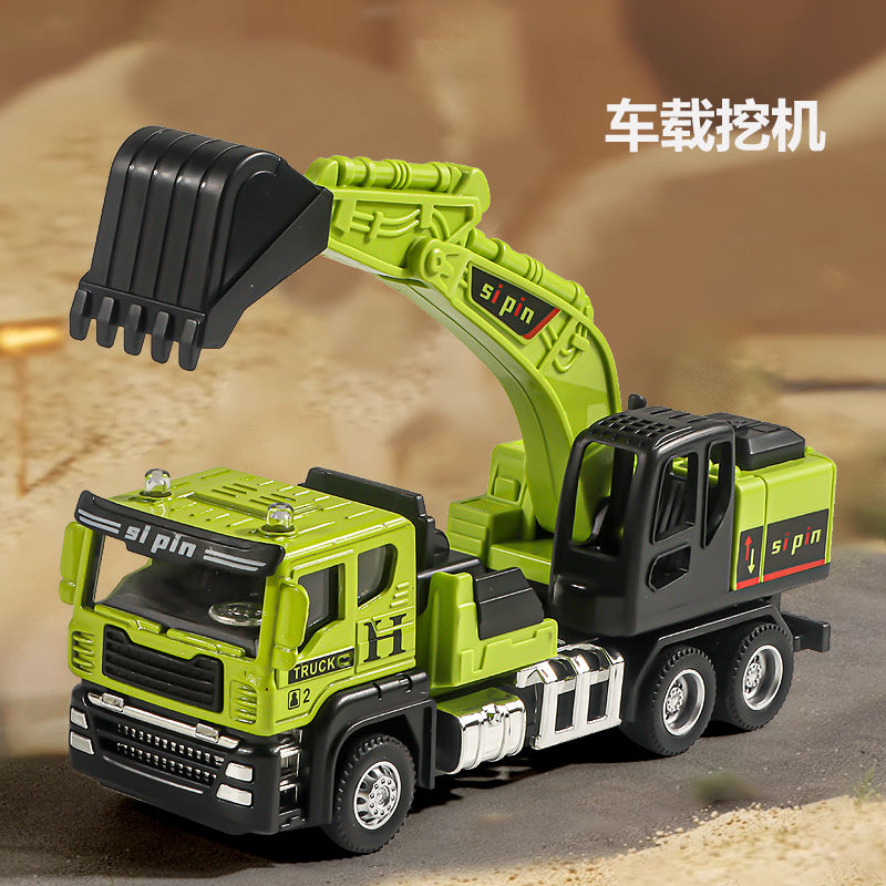 Children's Toy Alloy Excavator Dump Crane Car Model Bulldozer Boys' Truck Engineering Vehicle