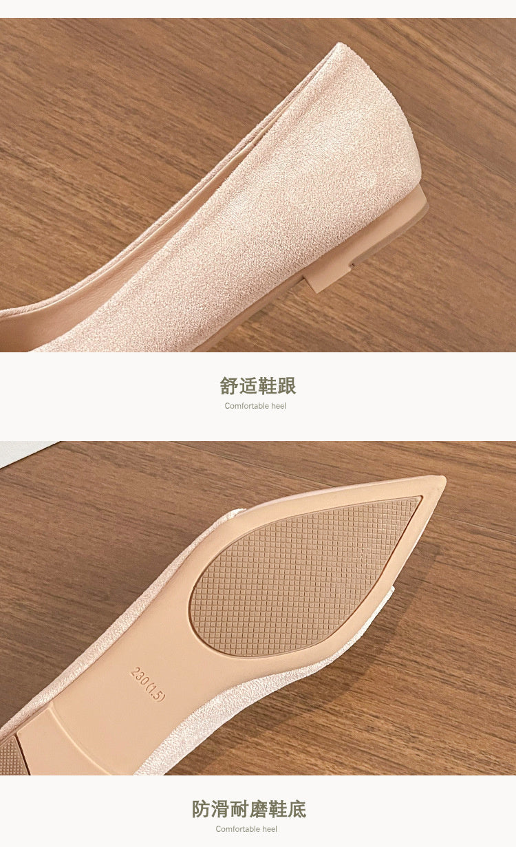 Weiwei Girl 201-1 French Flat Pointed Toe Single for Women Summer Fairy Style Matching Dress Patchwork Commuting Women's Shoes