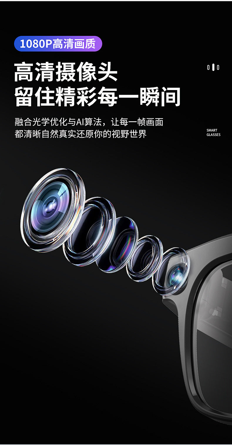 GV3 Black Technology 800w HD Camera, Image Recognition, AI Translation, Bluetooth Audio, Smart Shooting Glasses
