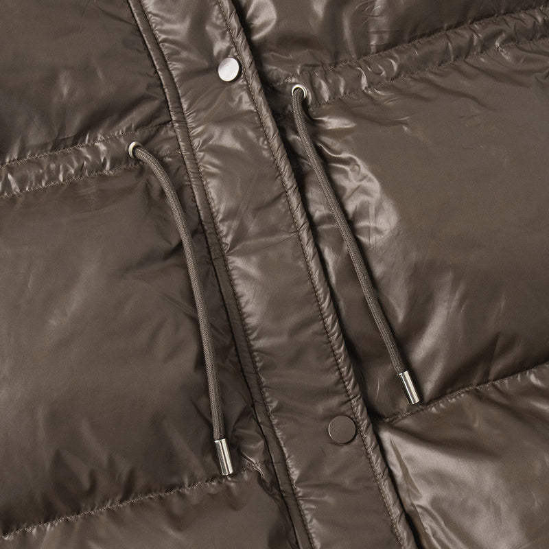 Cross-Border Drawstring Slim European and American 2025 Winter New Hooded Zipper Comfortable Warm Cotton Jacket Coat