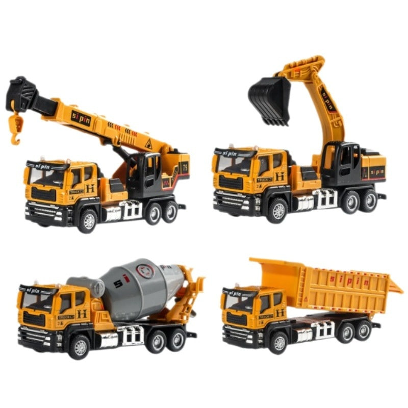 Children's Toy Alloy Excavator Dump Crane Car Model Bulldozer Boys' Truck Engineering Vehicle
