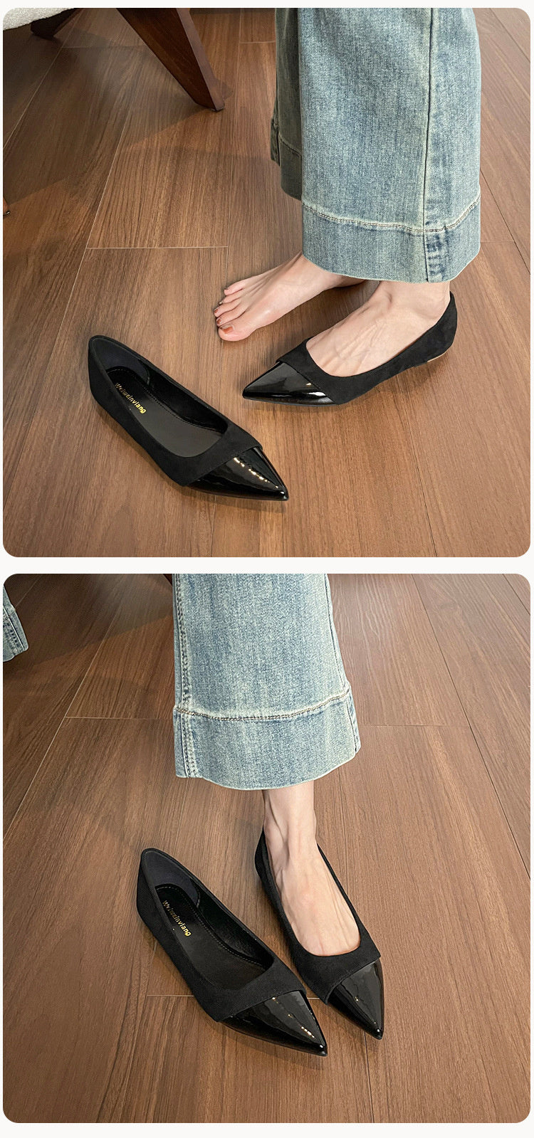 Weiwei Girl 201-1 French Flat Pointed Toe Single for Women Summer Fairy Style Matching Dress Patchwork Commuting Women's Shoes