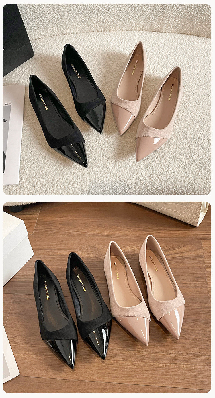 Weiwei Girl 201-1 French Flat Pointed Toe Single for Women Summer Fairy Style Matching Dress Patchwork Commuting Women's Shoes