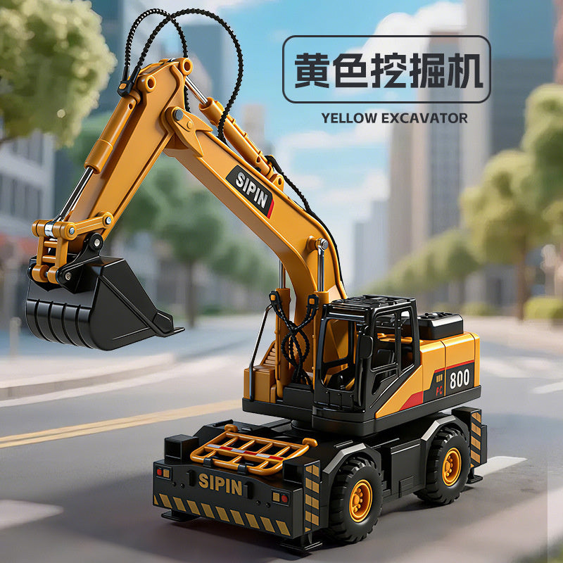 Children's Toy Alloy Excavator Dump Crane Car Model Bulldozer Boys' Truck Engineering Vehicle