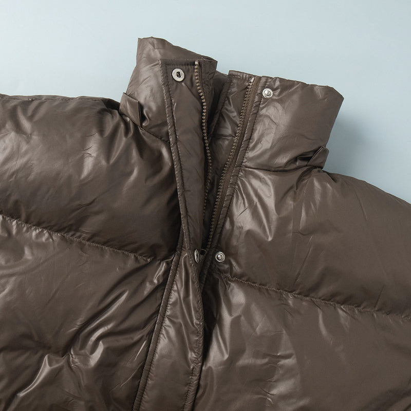Cross-Border Drawstring Slim European and American 2025 Winter New Hooded Zipper Comfortable Warm Cotton Jacket Coat
