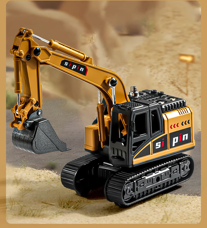 Children's Toy Alloy Excavator Dump Crane Car Model Bulldozer Boys' Truck Engineering Vehicle