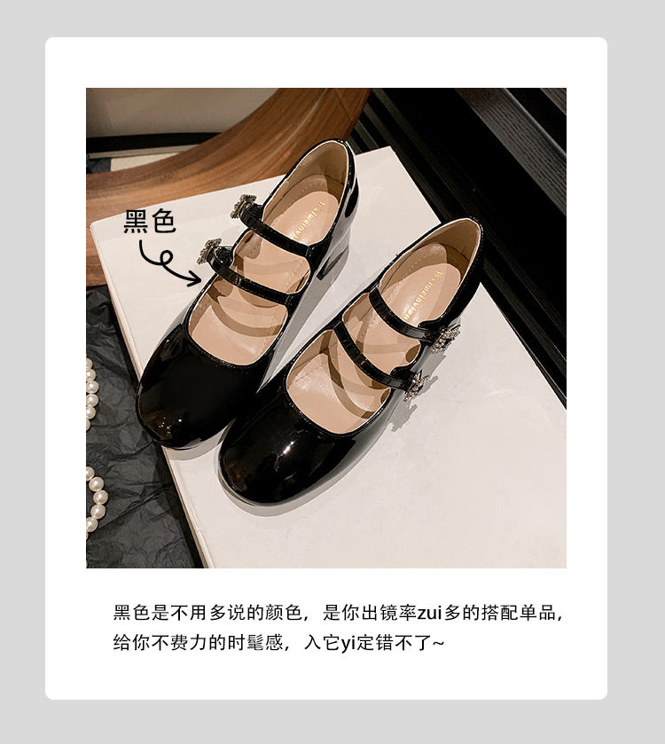 Weiwei Girl 173-1 French Mary Jane for Women One-Strap Chunky Heel Single Shoes Fairy Style Silver High Heels
