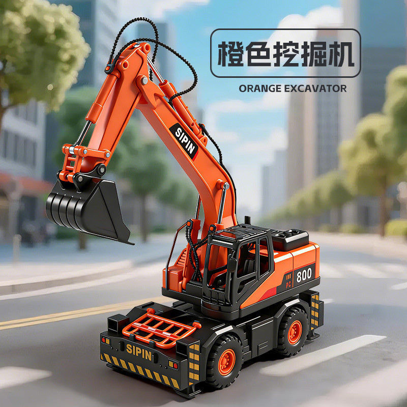 Children's Toy Alloy Excavator Dump Crane Car Model Bulldozer Boys' Truck Engineering Vehicle