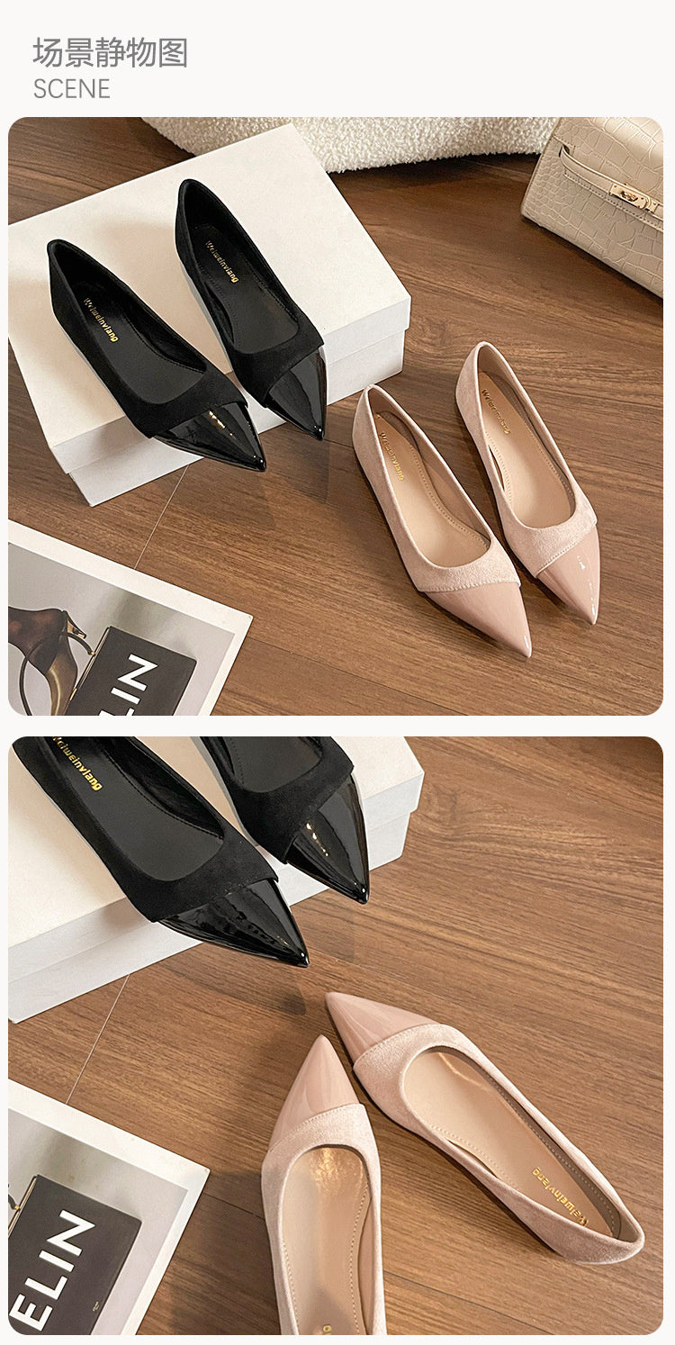 Weiwei Girl 201-1 French Flat Pointed Toe Single for Women Summer Fairy Style Matching Dress Patchwork Commuting Women's Shoes