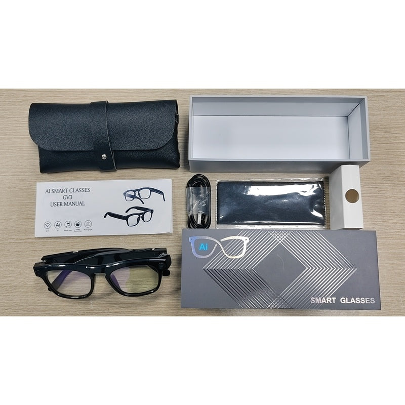 GV3 Black Technology 800w HD Camera, Image Recognition, AI Translation, Bluetooth Audio, Smart Shooting Glasses