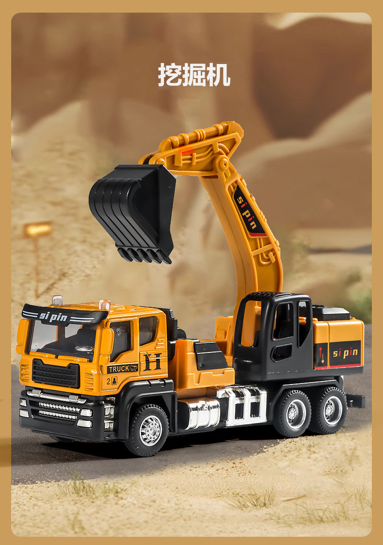 Children's Toy Alloy Excavator Dump Crane Car Model Bulldozer Boys' Truck Engineering Vehicle