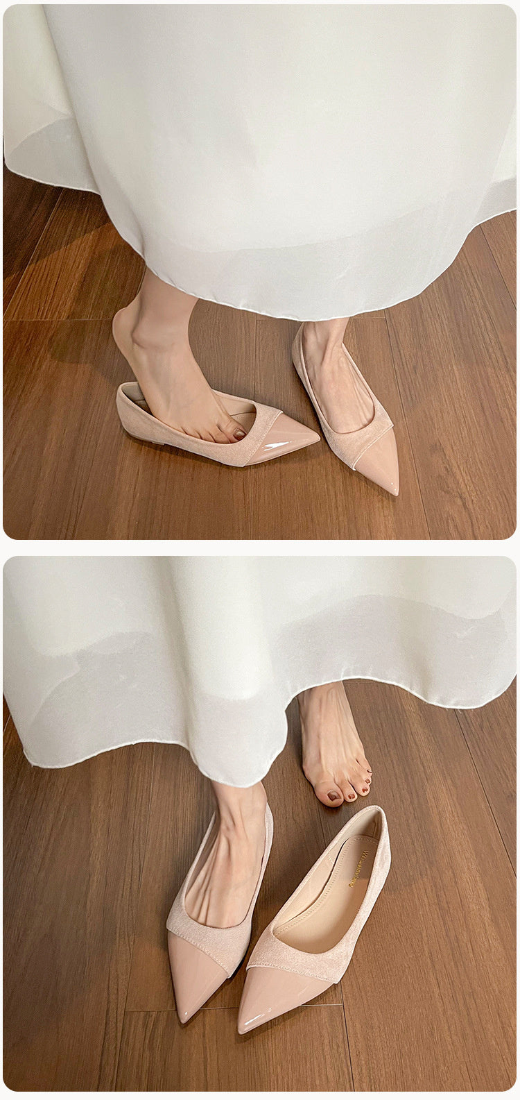 Weiwei Girl 201-1 French Flat Pointed Toe Single for Women Summer Fairy Style Matching Dress Patchwork Commuting Women's Shoes